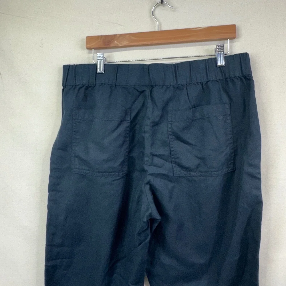 Banana Republic Pull On Crop Pants L Black Linen Lyocell Minimalist Utility